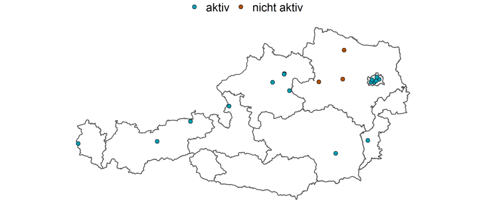 Österreichkarte mit Standorten (Vergrößert das Bild in einem Dialog Fenster)